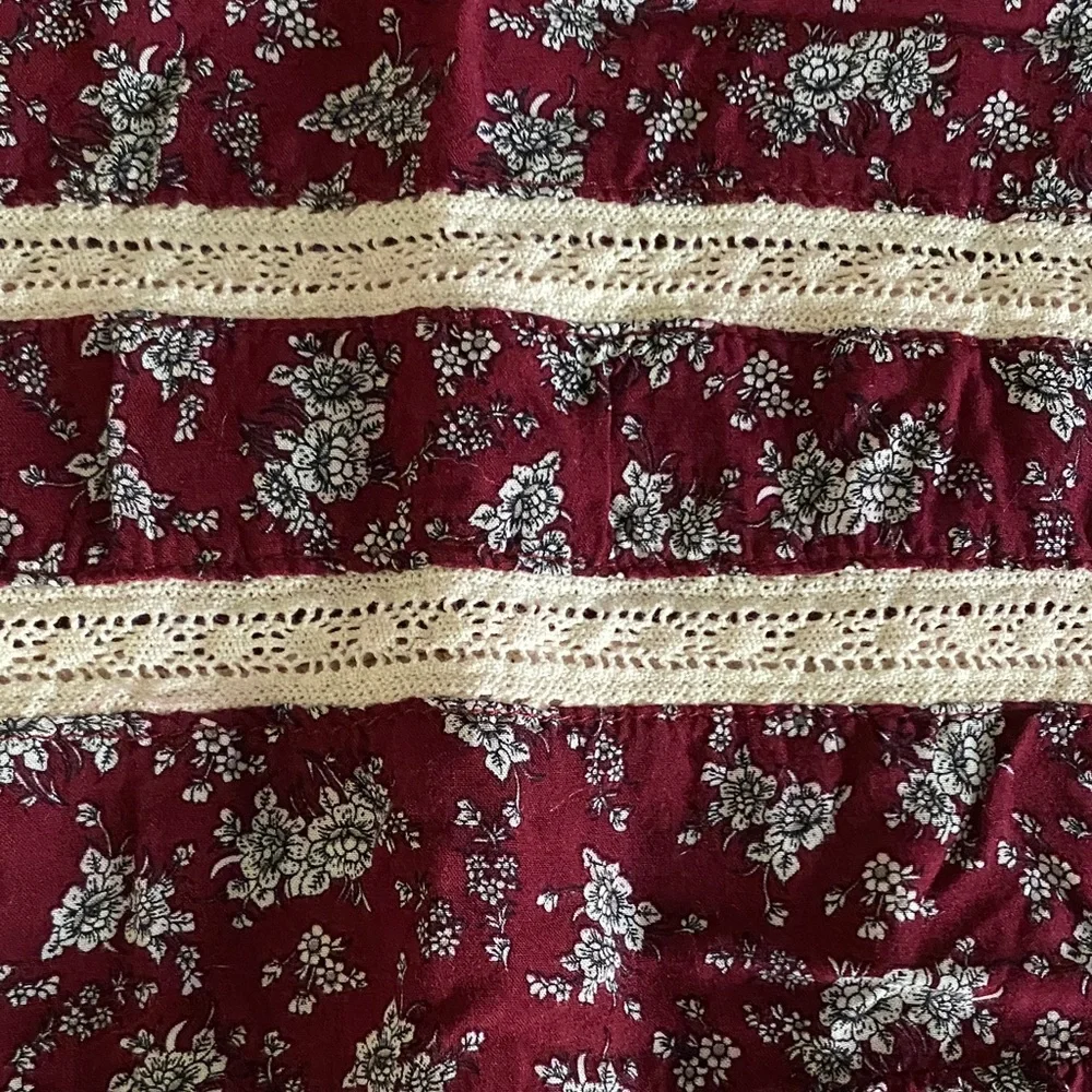 Jodifl for Anthropologie Floral Burgundy & Cream Boho Dress